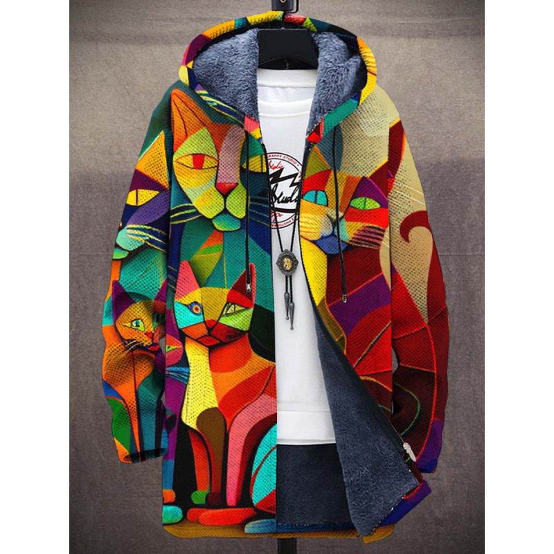 Helene | Damen Gemütliche Strickjacke mit Künstlerischem Katzendesign