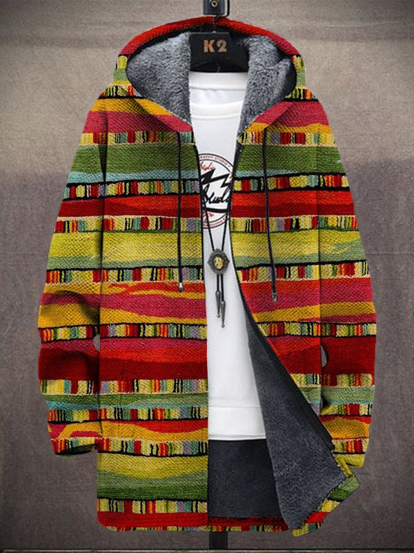 Nicole | Damen Kapuzen-Strickjacke mit Buntem Gestreiftem Muster