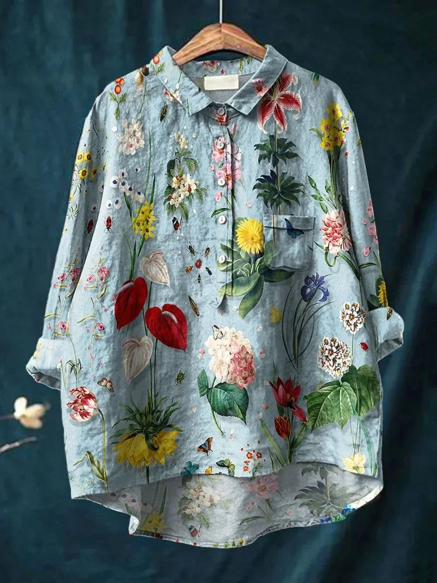 Viviane | Künstlerische Sommerbluse mit Blumenmuster - Elle Zürich