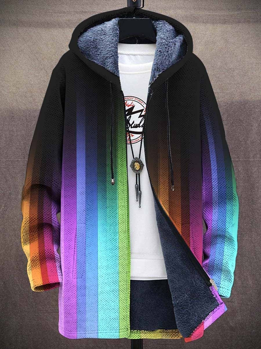 Bettina | Damen Regenbogen Streifen Hoodie Cardigan für den Winter
