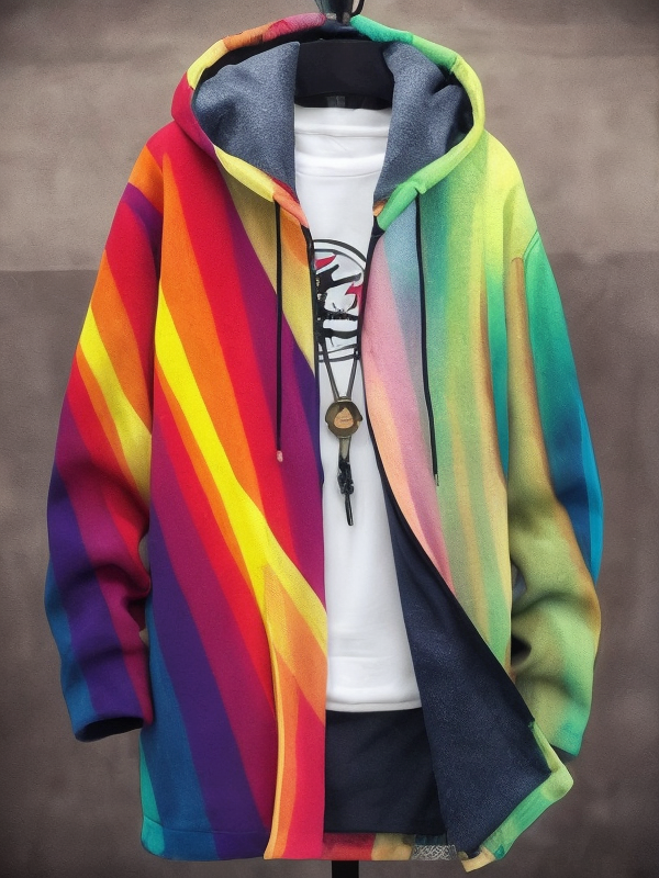 Doris | Damen Regenbogen Print Hoodie Cardigan für den Winter