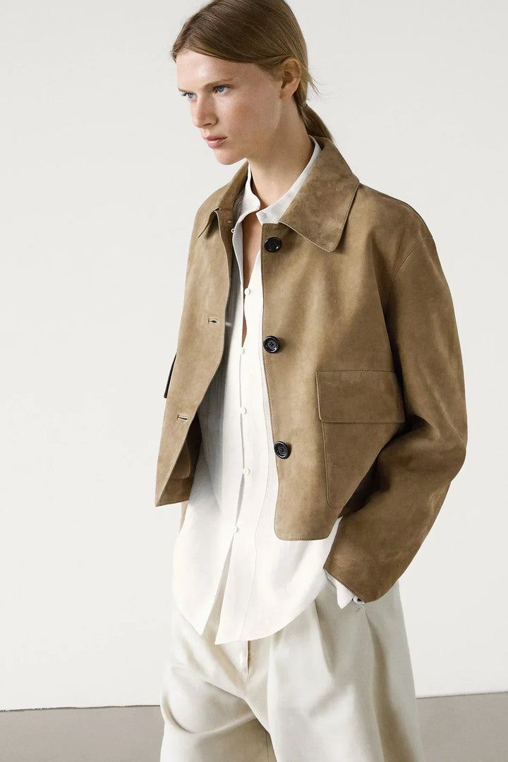 Sabine | Damen Stilvolle Winter Wildlederjacke - Elle Zürich