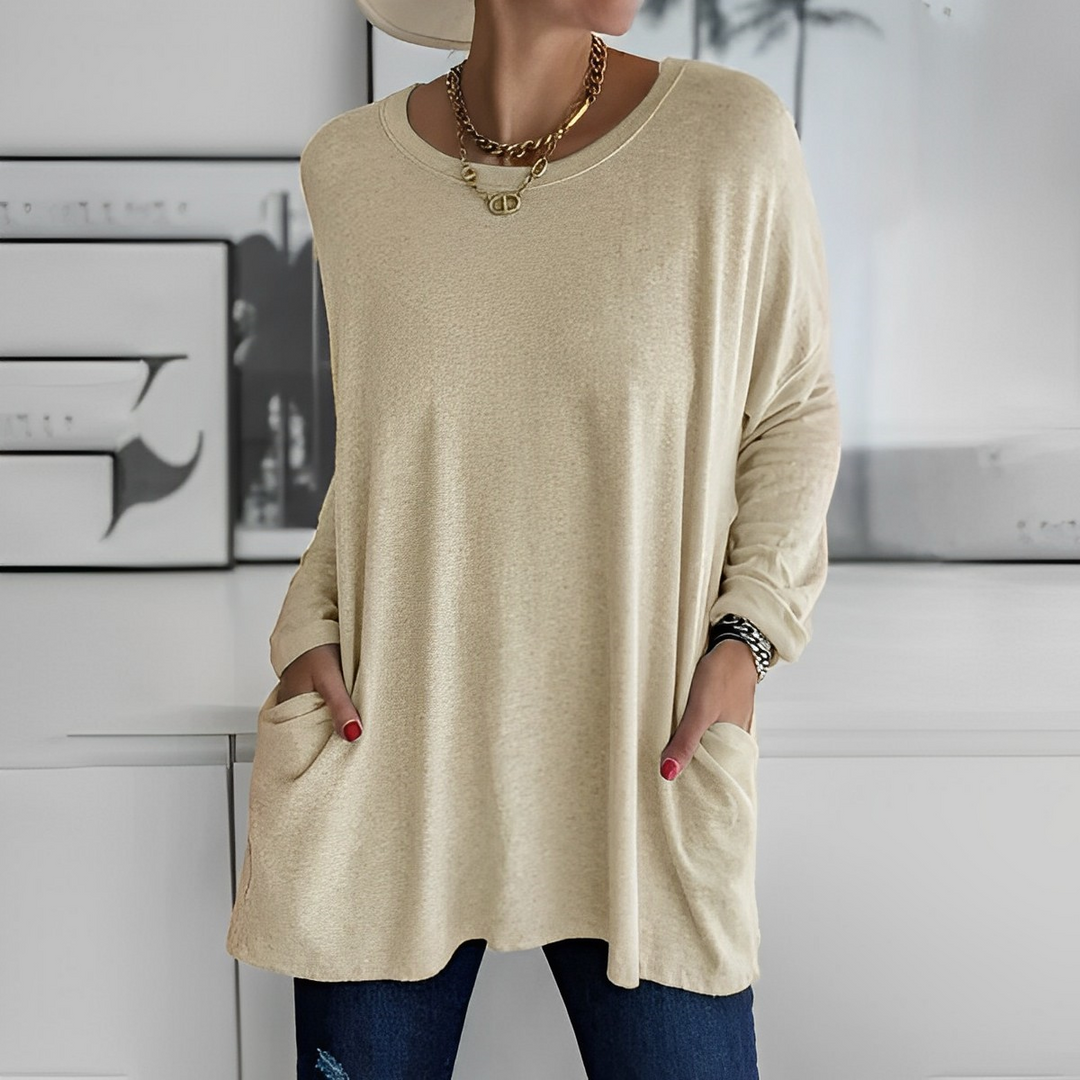 Kerstin | Stylischer Langer Pullover mit Taschen - Elle Zürich