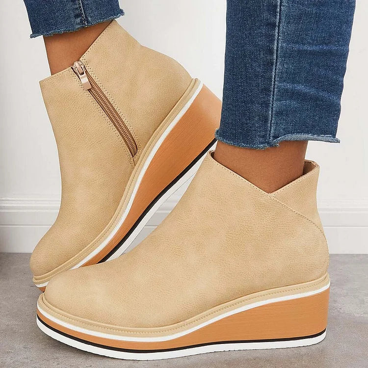 Anna | Damen Plateau Stiefeletten mit seitlichem Reißverschluss - Elle Zürich