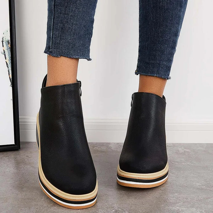 Anna | Damen Plateau Stiefeletten mit seitlichem Reißverschluss - Elle Zürich