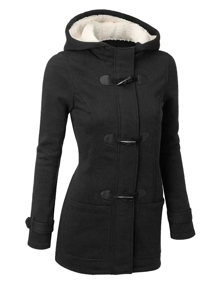 Felicia | Damen Winter-Dufflecoat aus Wolle mit Kapuze - Elle Zürich