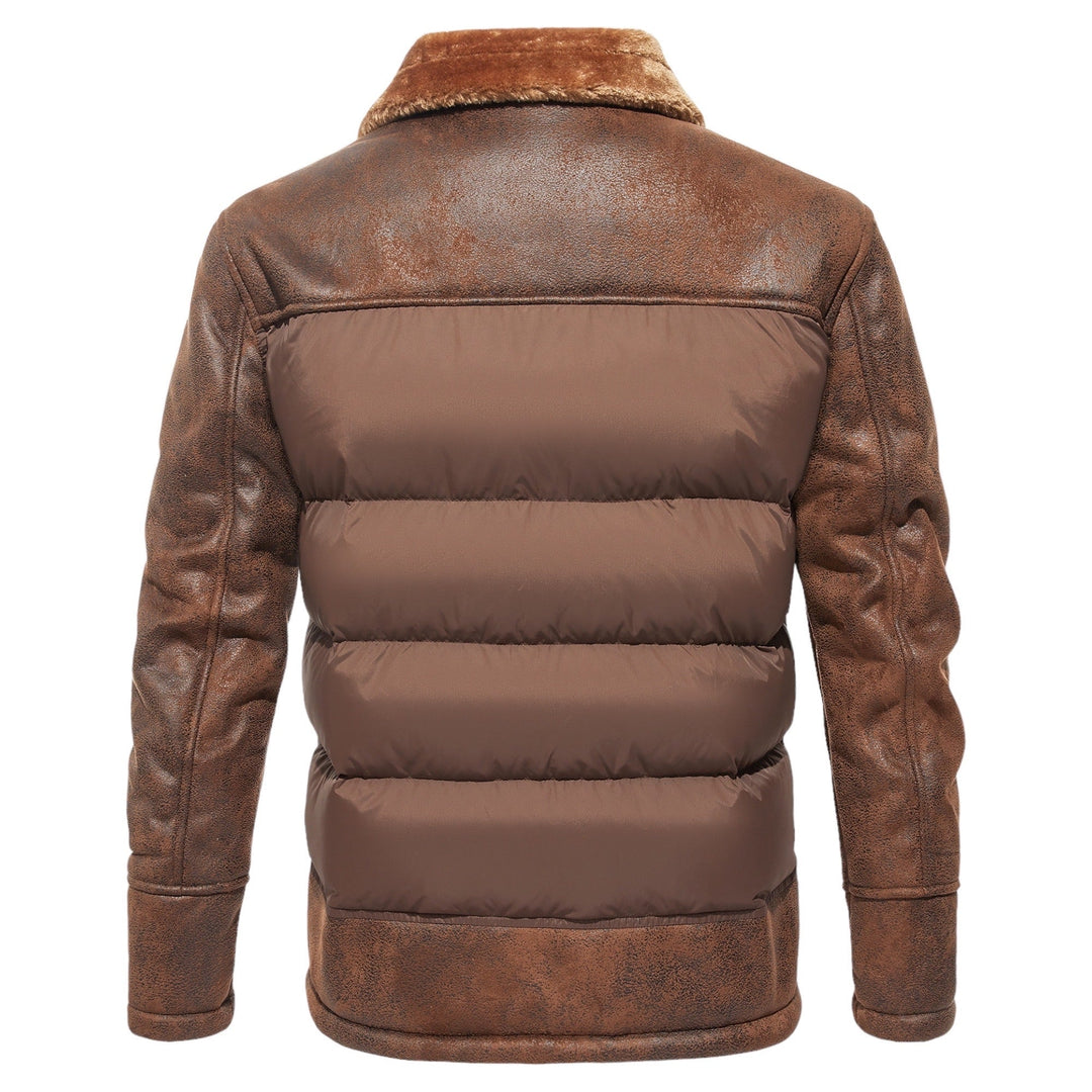 Heinrich | Herren Winter Puffer Lederjacke mit Fellkragen