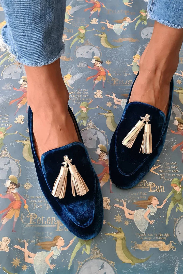 Jasmin | Damen Samt Loafer mit Quasten für den Winter