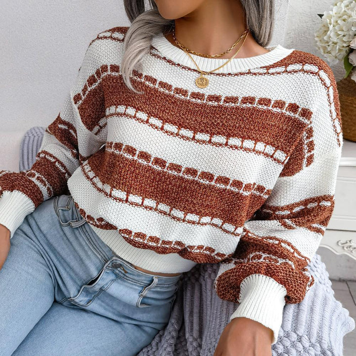 Gudrun | Damen Winterpullover mit Streifen und Rippbündchen - Elle Zürich