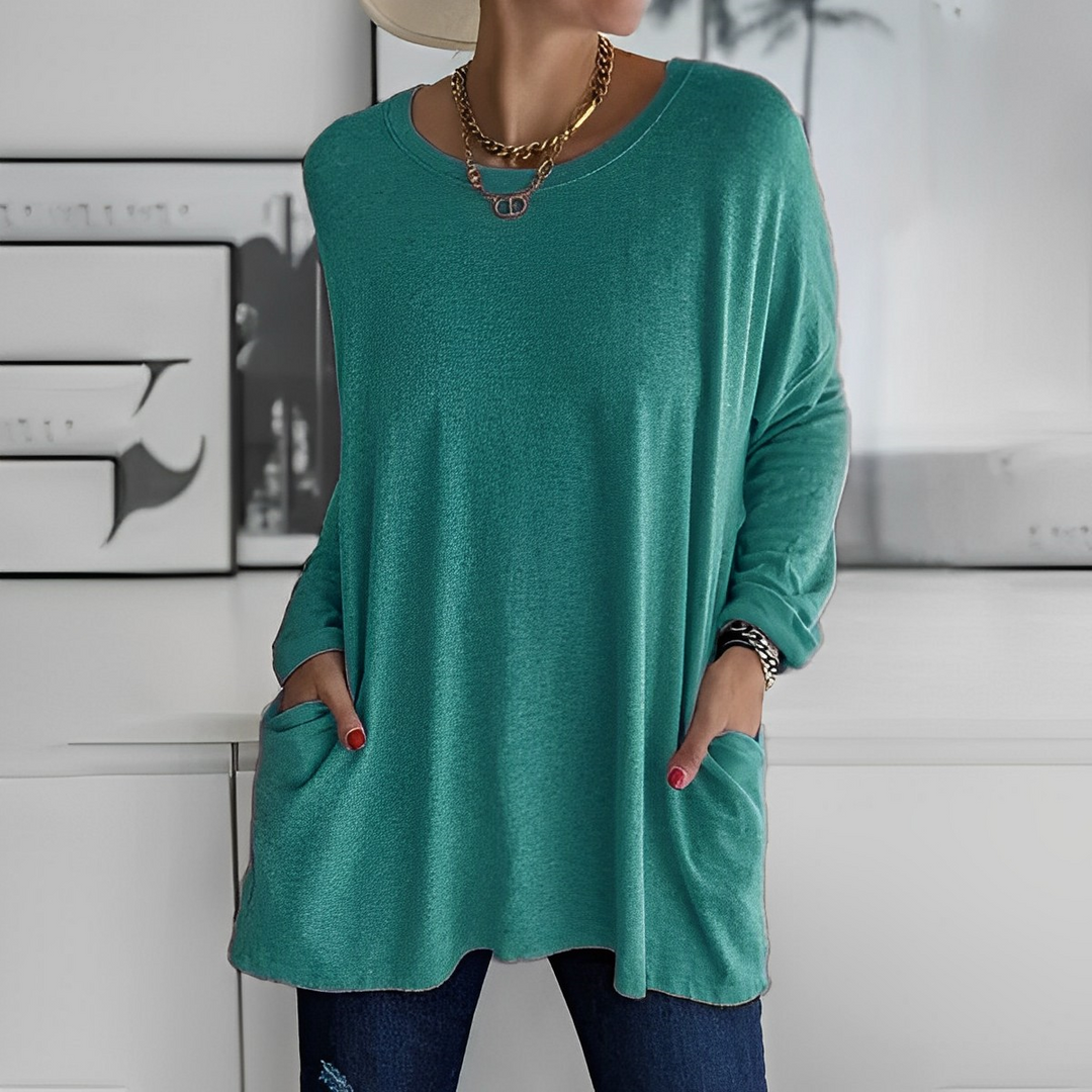 Kerstin | Stylischer Langer Pullover mit Taschen - Elle Zürich