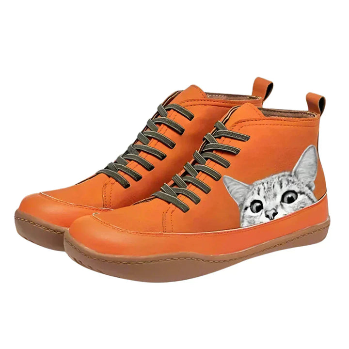 Monika | Damen High-Top Sneaker mit Katzenmotiv