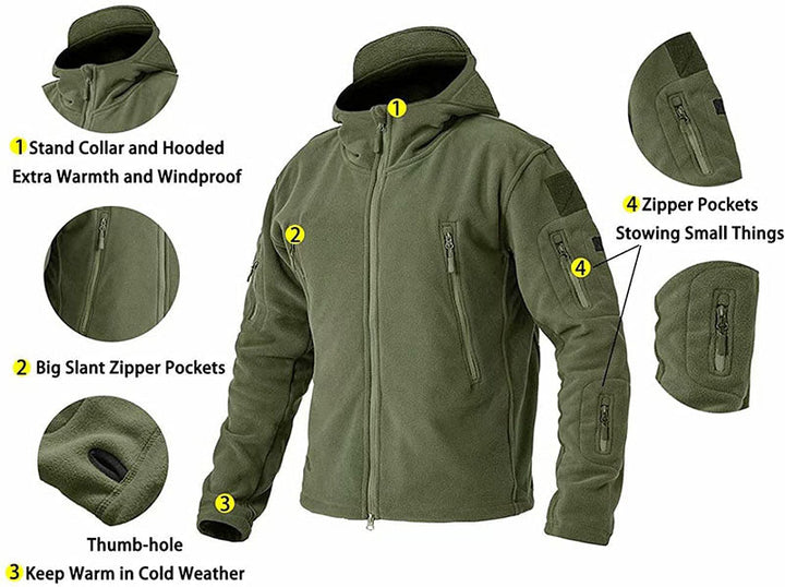 Konrad | Herren Winter Fleece Hoodie Jacke mit Reißverschluss und Taschen - Elle Zürich
