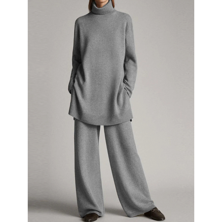 Lydia | Damen Strick Rollkragen Weite Hose Lounge Set - Elle Zürich