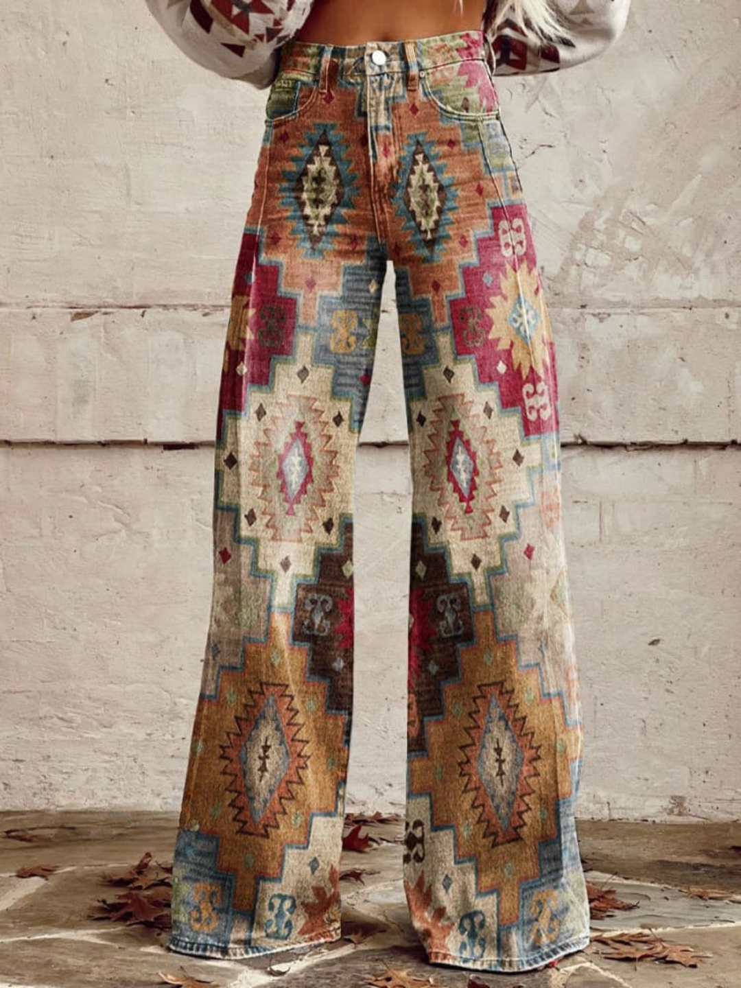 Elsa | Weite Jeans mit Retro-Tapisseriemuster - Elle Zürich