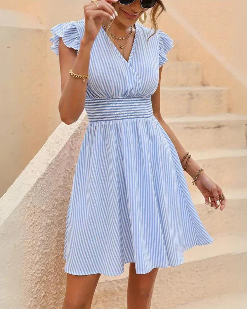 Theresa | Gestreiftes Sommerkleid mit V-Ausschnitt Damen - Elle Zürich