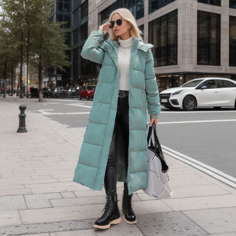Helga | Damen Winter langer Kapuzen-Steppmantel - Elle Zürich