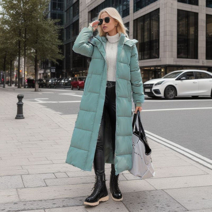 Helga | Damen Winter langer Kapuzen-Steppmantel - Elle Zürich