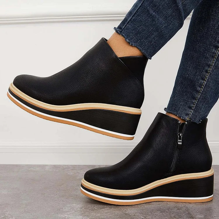 Anna | Damen Plateau Stiefeletten mit seitlichem Reißverschluss - Elle Zürich