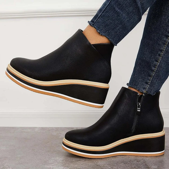 Anna | Damen Plateau Stiefeletten mit seitlichem Reißverschluss - Elle Zürich