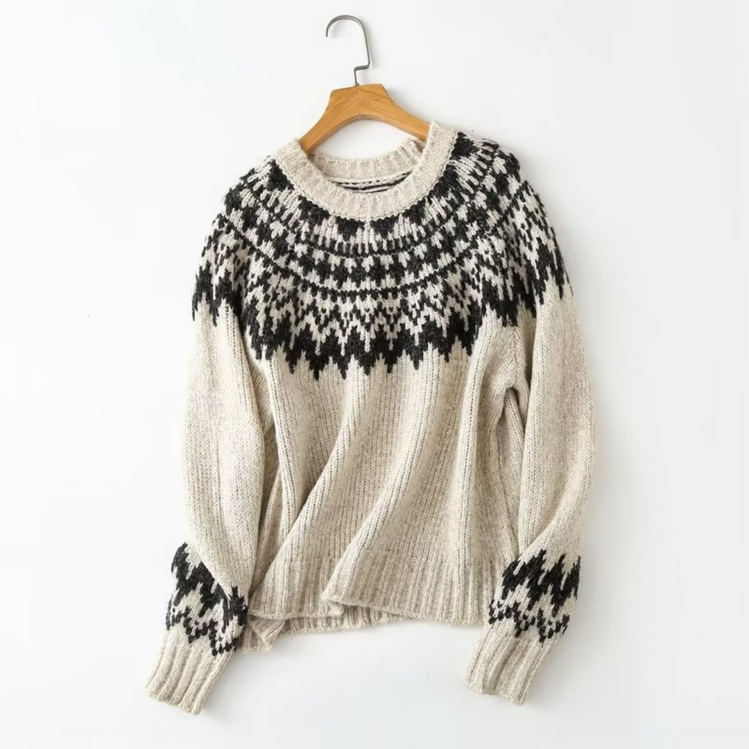 Anna | Damen Warmer Winterpullover mit Muster - Elle Zürich