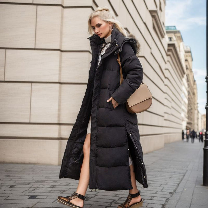 Helga | Damen Winter langer Kapuzen-Steppmantel - Elle Zürich