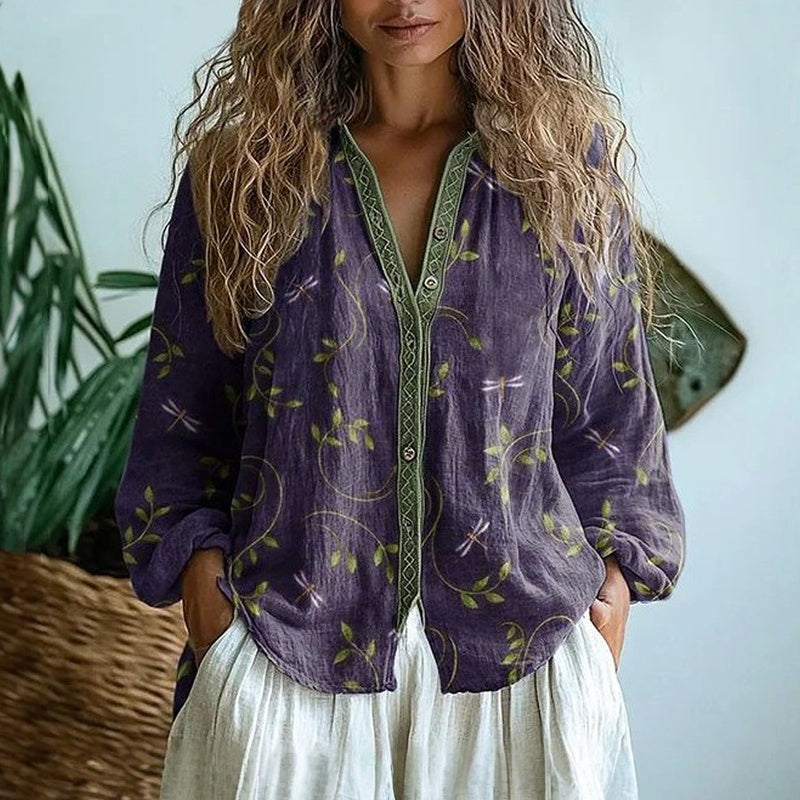 Amanda | Damen Blumen Button-Up Bluse - Elle Zürich
