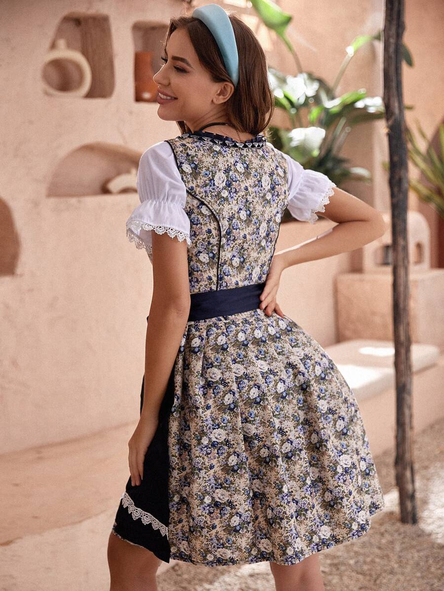 Felicia | Damen Herbst Dirndlkleid mit Schnürung und Schürze - Elle Zürich