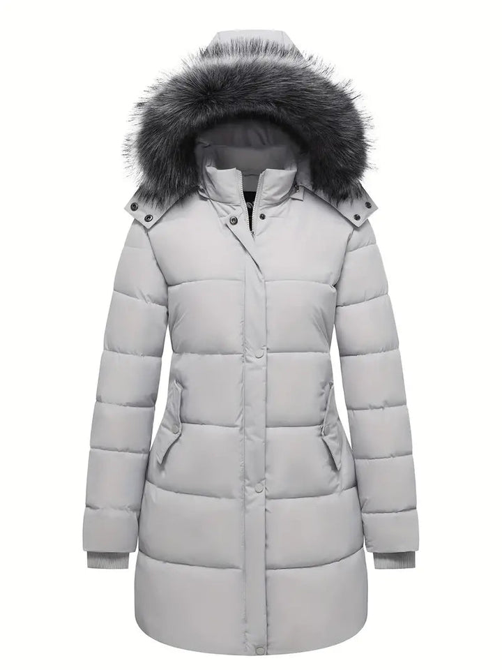 Franziska | Damen Winter-Steppmantel mit Kapuze und Fellbesatz - Elle Zürich