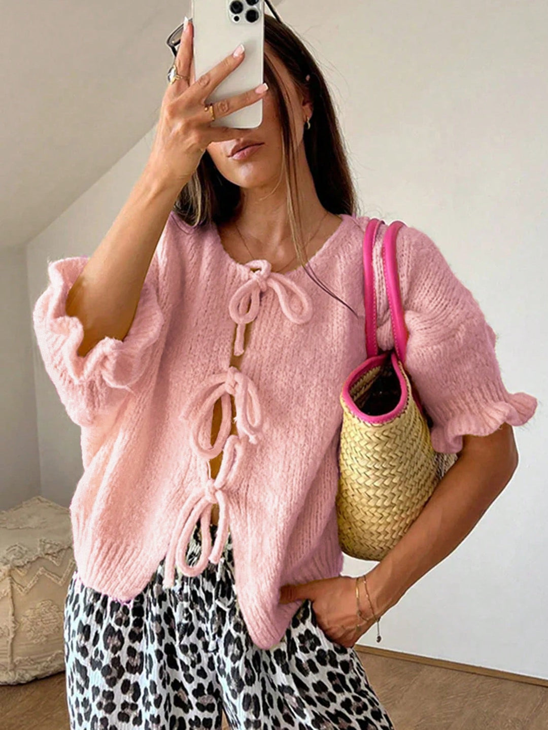 Melanie | Damen Winter-Strickcardigan mit Knotenverschluss - Elle Zürich