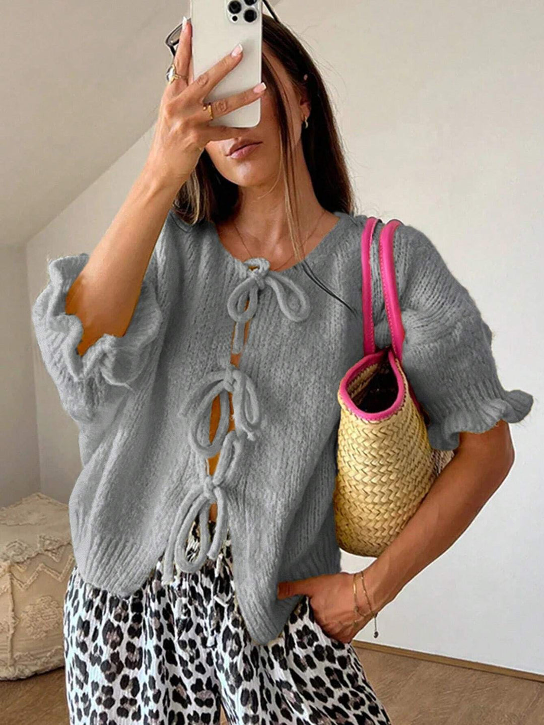 Melanie | Damen Winter-Strickcardigan mit Knotenverschluss - Elle Zürich
