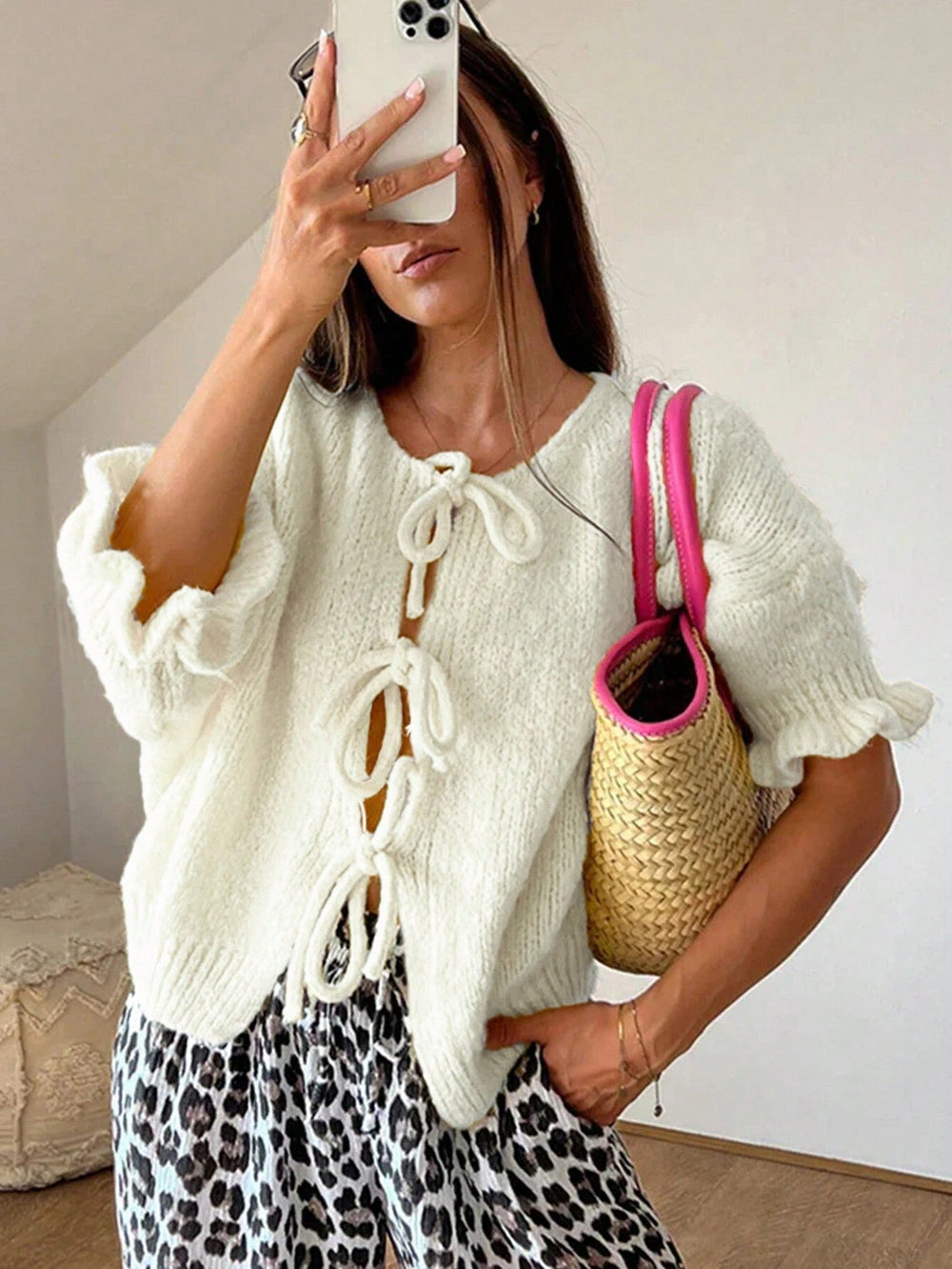 Melanie | Damen Winter-Strickcardigan mit Knotenverschluss - Elle Zürich