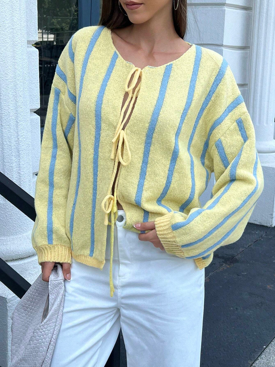 Melanie | Damen Winter-Strickcardigan mit Knotenverschluss - Elle Zürich