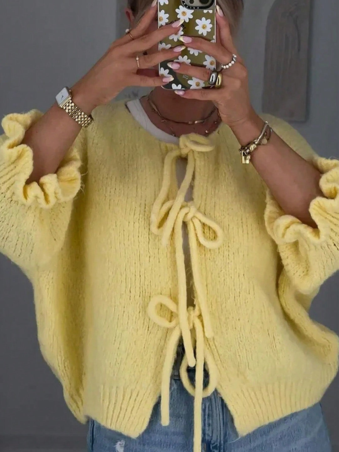 Melanie | Damen Winter-Strickcardigan mit Knotenverschluss - Elle Zürich
