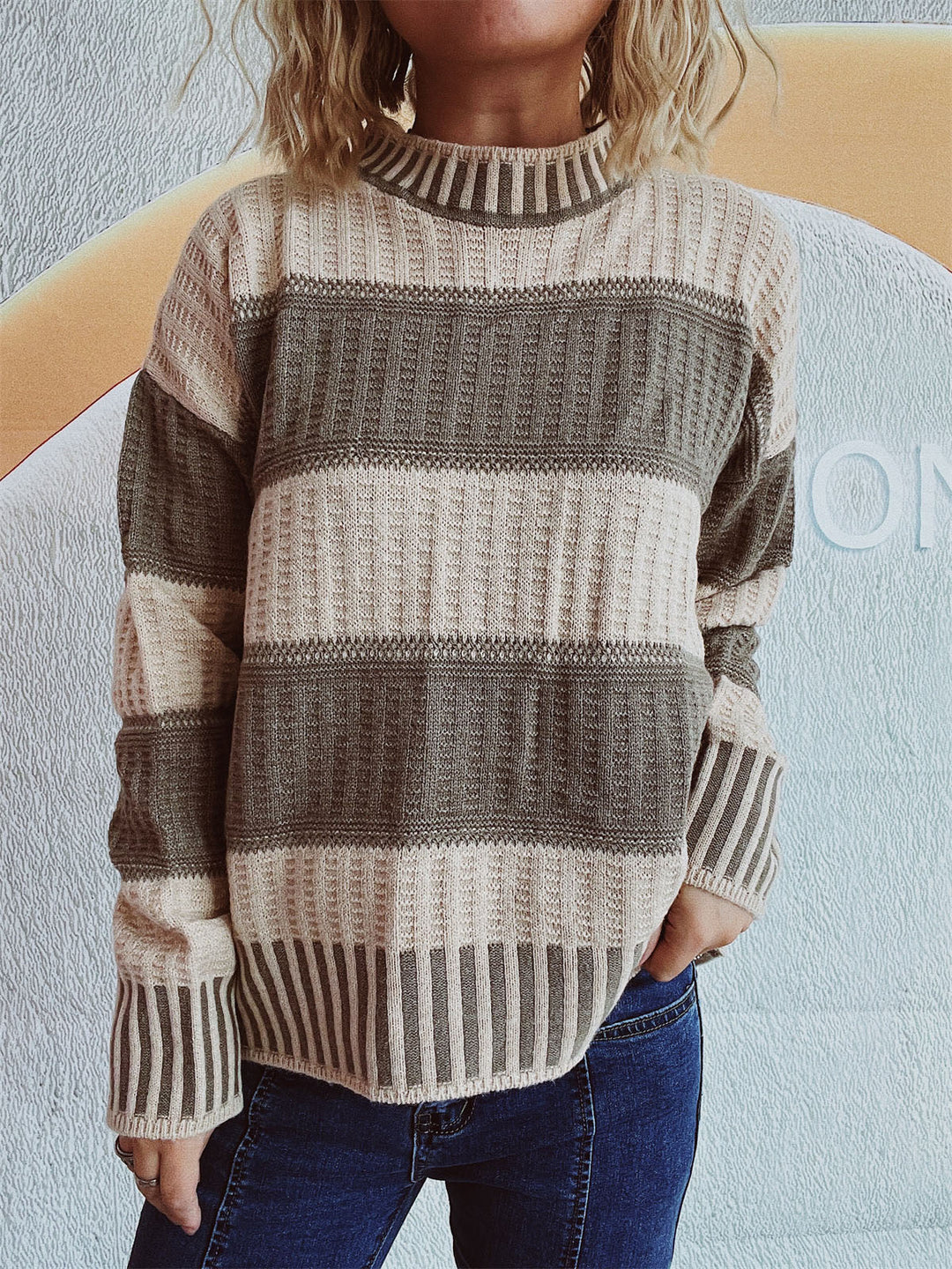 Karla | Damen Winterpullover mit Streifen und Rippdetails - Elle Zürich