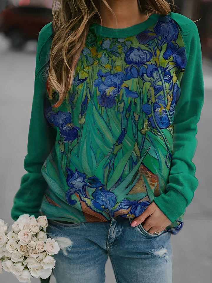 Doris | Damen Sweatshirt mit Blumenmuster und Rundhalsausschnitt - Elle Zürich