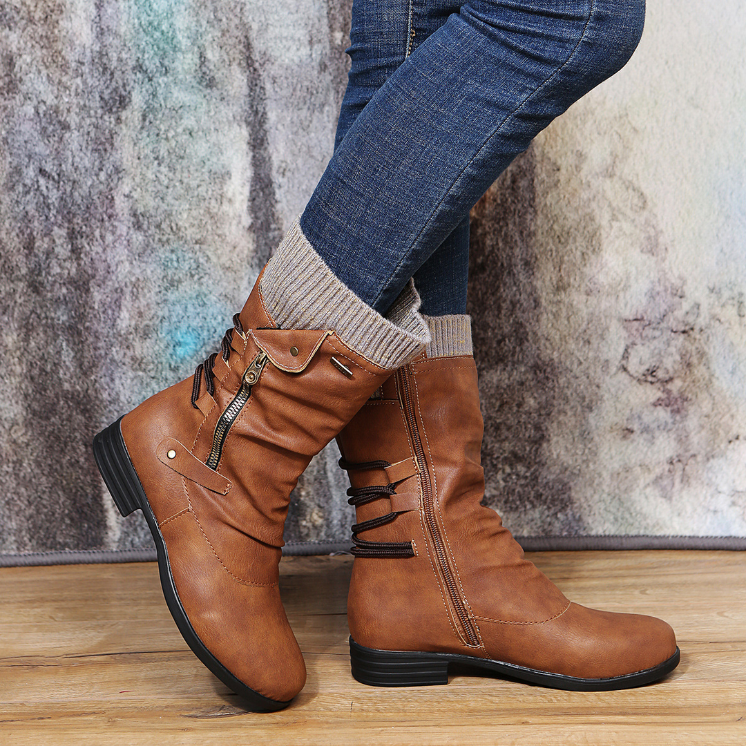 Felicia | Damen Stiefel Mid Calf mit seitlichem Reißverschluss - Elle Zürich