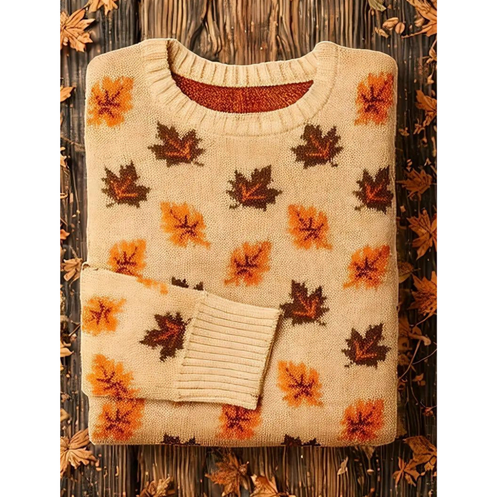 Jacqueline | Damen Winterpullover mit Blattmuster - Elle Zürich