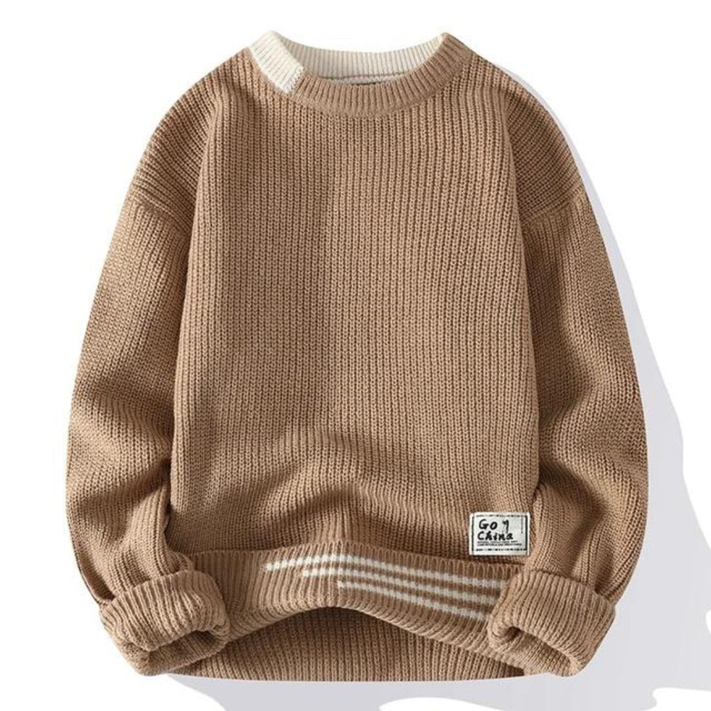 Christoph | Lässiger Herren-Strickpullover mit gestreiftem Saum - Elle Zürich