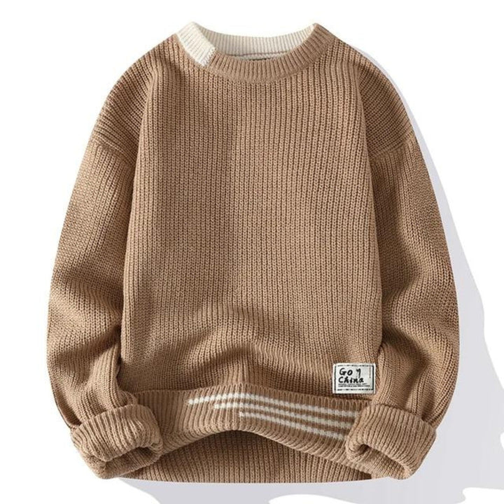 Christoph | Lässiger Herren-Strickpullover mit gestreiftem Saum - Elle Zürich