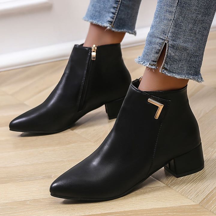 Anja | Damen Schick Spitz Absatz Stiefeletten