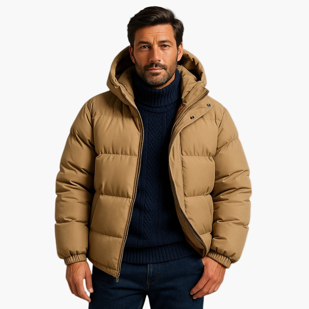 Niklas | Herren Kurzer Steppmantel mit Kapuze Winterjacke