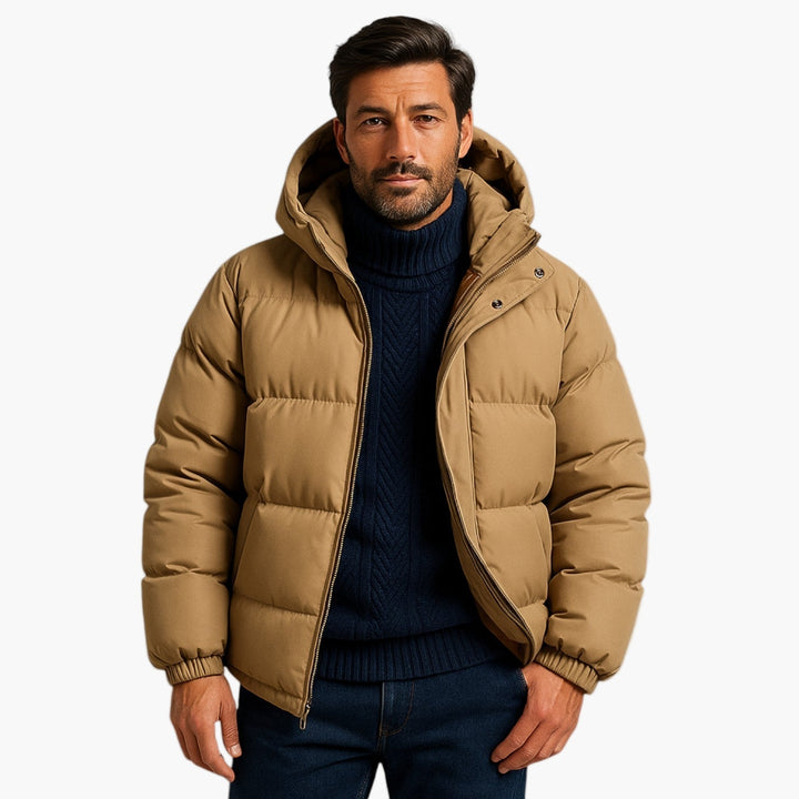 Niklas | Herren Kurzer Steppmantel mit Kapuze Winterjacke