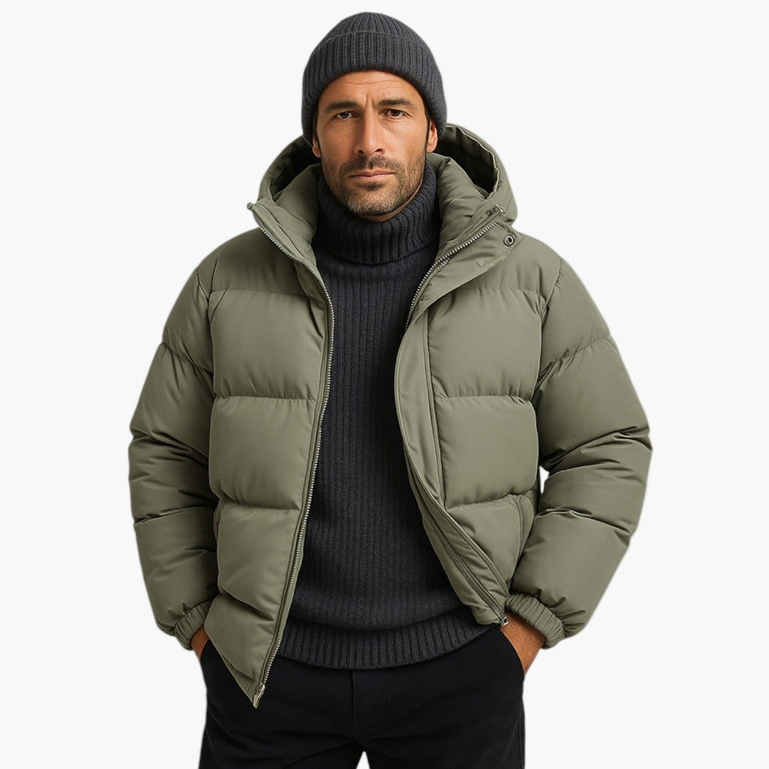 Niklas | Herren Kurzer Steppmantel mit Kapuze Winterjacke