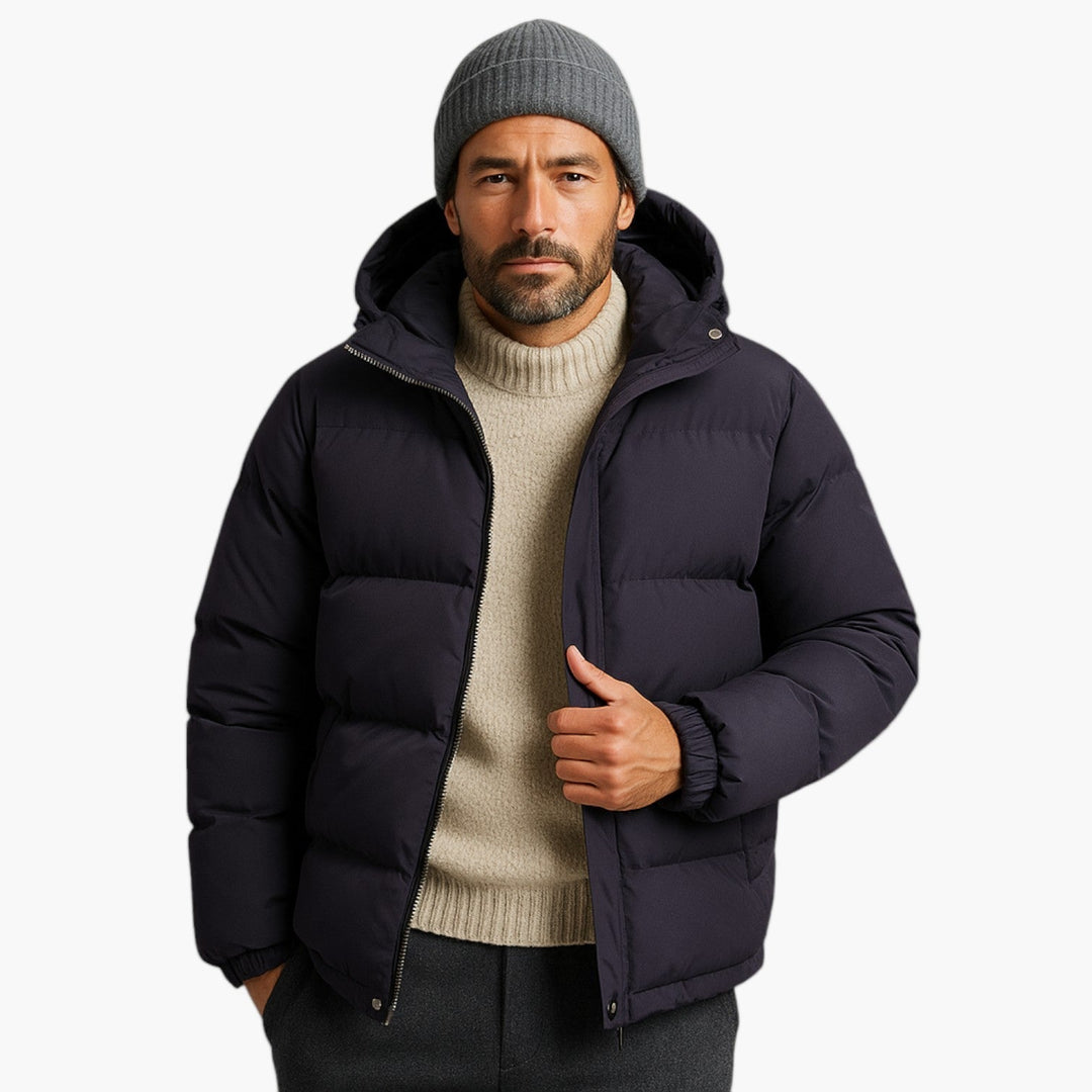 Niklas | Herren Kurzer Steppmantel mit Kapuze Winterjacke