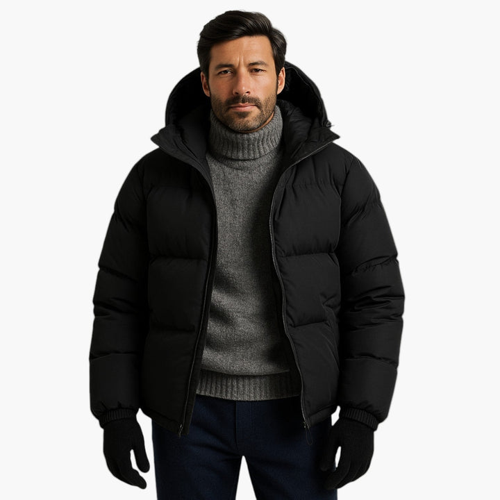 Niklas | Herren Kurzer Steppmantel mit Kapuze Winterjacke