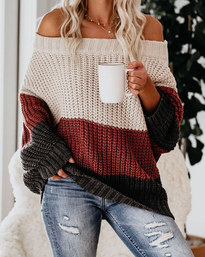 Carolin | Damen Winter Strickpullover mit Carmenausschnitt - Elle Zürich
