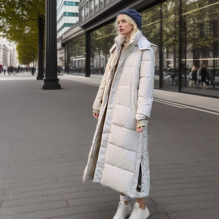 Helga | Damen Winter langer Kapuzen-Steppmantel - Elle Zürich