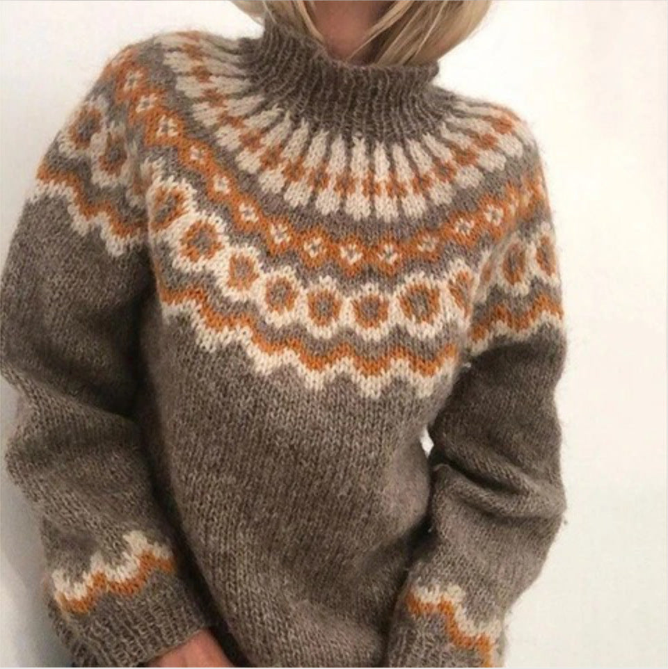 Eva | Damen Winter Strickpullover mit Hohem Kragen - Elle Zürich