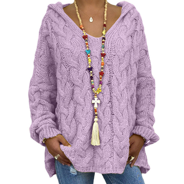 Helene | Damen Winter Zopfmuster-Kapuzenpullover - Elle Zürich