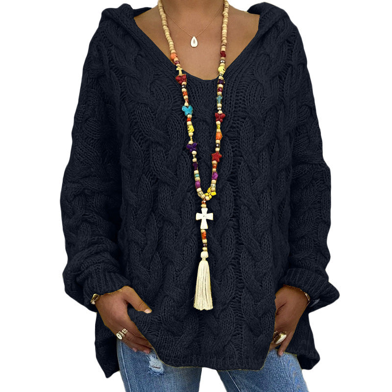 Helene | Damen Winter Zopfmuster-Kapuzenpullover - Elle Zürich